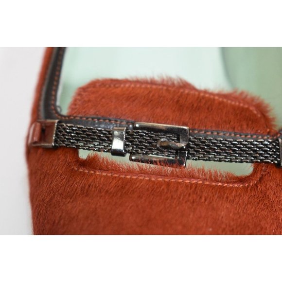 Women's Florence Girardier Dark Orange Mohair Square Toe Pump 7 - Picture 8 of 12